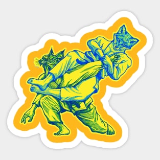 Martial Arts - Way of Life #3 - Fox vs Lynx flying armbar - jiu jitsu, bjj submissions Sticker